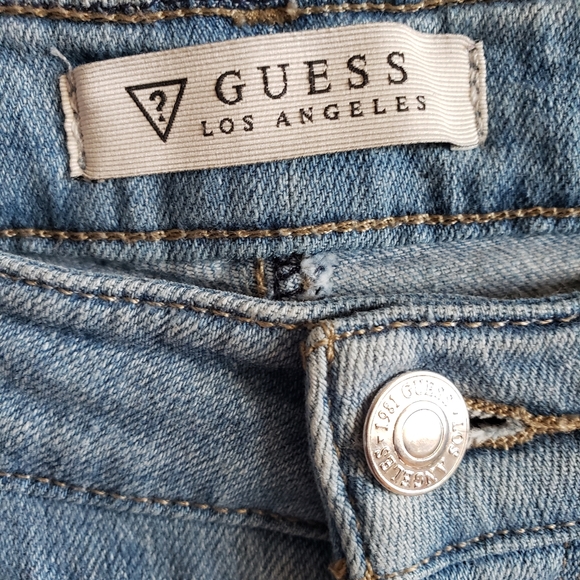 Guess The Msdel Jean Distressed Holy Boho Skinny Leg Roll Up Cuffs Woman Size 26 - Picture 8 of 16